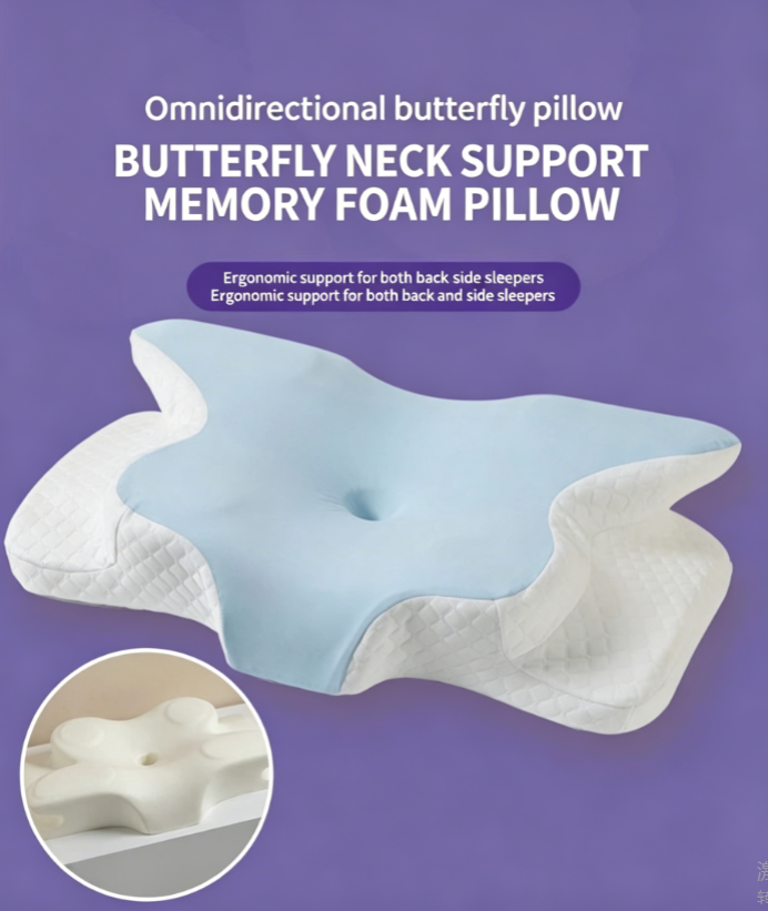 Ergonomic Memory Foam Butterfly Pillow
