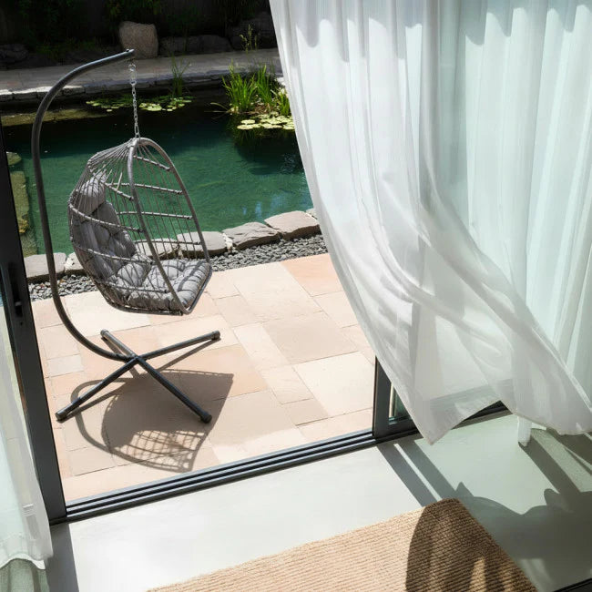 2-Person Outdoor Egg Chair with Stand – Heavy Duty 4-Leg Base, Waterproof Cushion (Limited Deal)