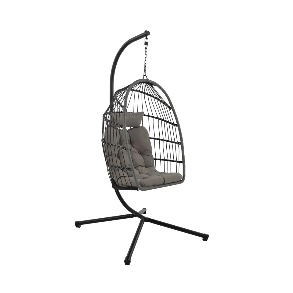 2-Person Outdoor Egg Chair with Stand – Heavy Duty 4-Leg Base, Waterproof Cushion (Limited Deal)